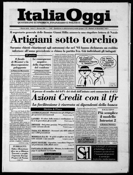 Italia oggi : quotidiano di economia finanza e politica